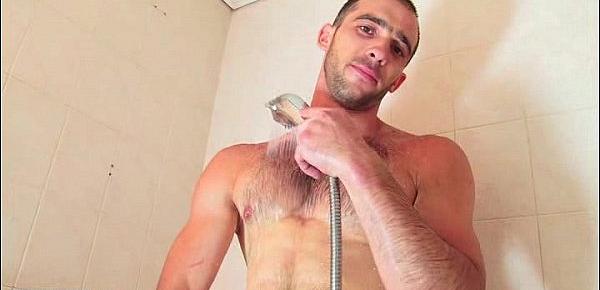  Taking a shower whith esteban a sexy str8 guy serviced by us!